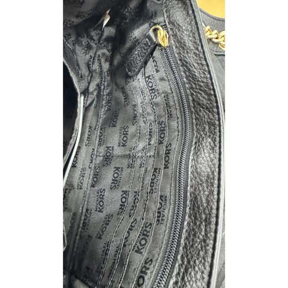 Michael Kors Pebbled Leather Shoulder Flap Bag Gold Chain Strap - Picture 3 of 9